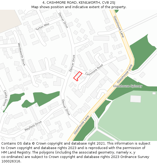 4, CASHMORE ROAD, KENILWORTH, CV8 2SJ: Location map and indicative extent of plot