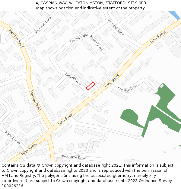 4, CASPIAN WAY, WHEATON ASTON, STAFFORD, ST19 9PR: Location map and indicative extent of plot