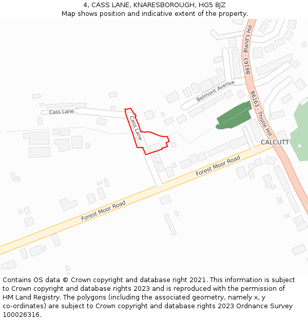 4, CASS LANE, KNARESBOROUGH, HG5 8JZ: Location map and indicative extent of plot