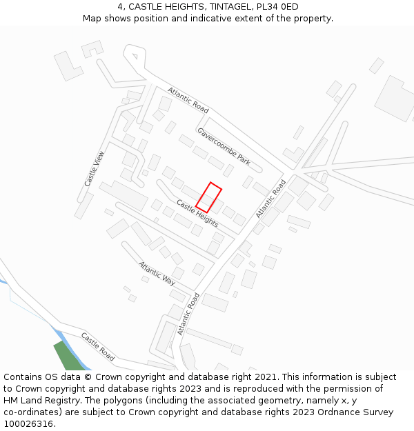 4, CASTLE HEIGHTS, TINTAGEL, PL34 0ED: Location map and indicative extent of plot