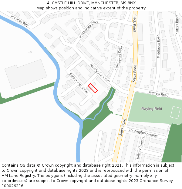 4, CASTLE HILL DRIVE, MANCHESTER, M9 8NX: Location map and indicative extent of plot