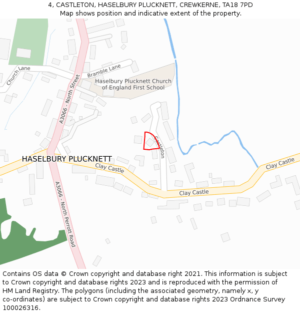 4, CASTLETON, HASELBURY PLUCKNETT, CREWKERNE, TA18 7PD: Location map and indicative extent of plot