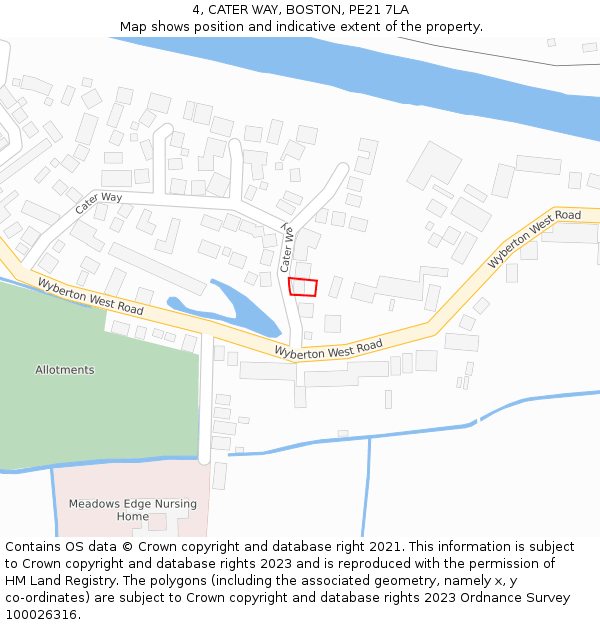 4, CATER WAY, BOSTON, PE21 7LA: Location map and indicative extent of plot