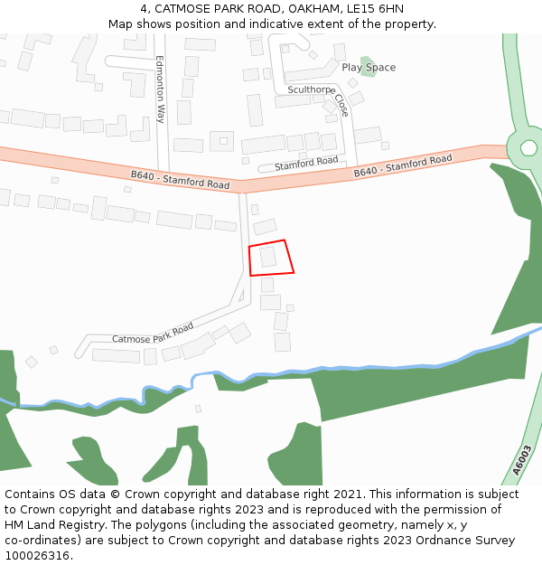 4, CATMOSE PARK ROAD, OAKHAM, LE15 6HN: Location map and indicative extent of plot