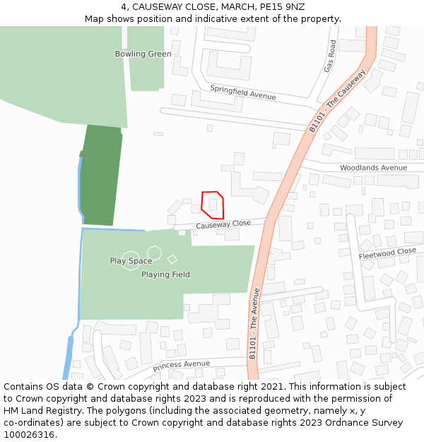 4, CAUSEWAY CLOSE, MARCH, PE15 9NZ: Location map and indicative extent of plot