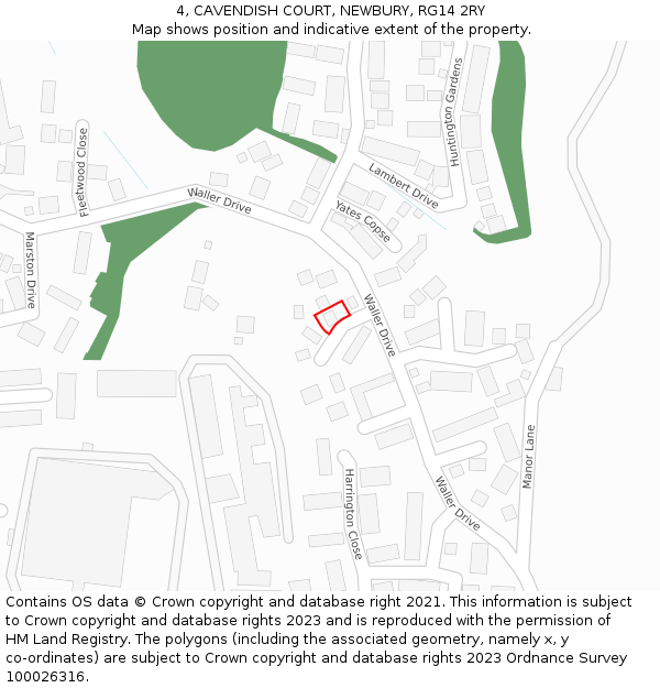 4, CAVENDISH COURT, NEWBURY, RG14 2RY: Location map and indicative extent of plot