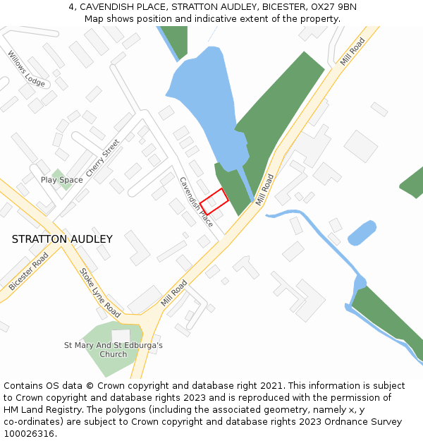 4, CAVENDISH PLACE, STRATTON AUDLEY, BICESTER, OX27 9BN: Location map and indicative extent of plot