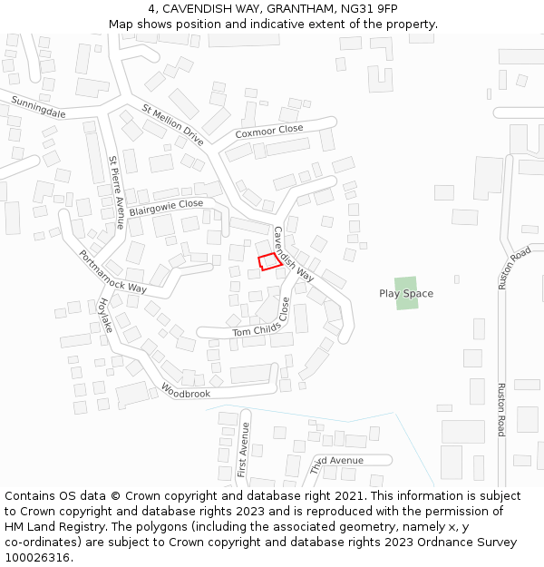 4, CAVENDISH WAY, GRANTHAM, NG31 9FP: Location map and indicative extent of plot