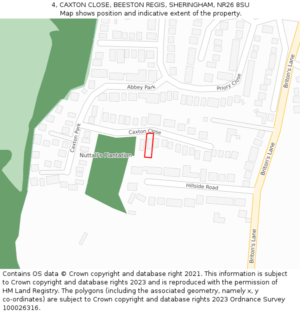 4, CAXTON CLOSE, BEESTON REGIS, SHERINGHAM, NR26 8SU: Location map and indicative extent of plot