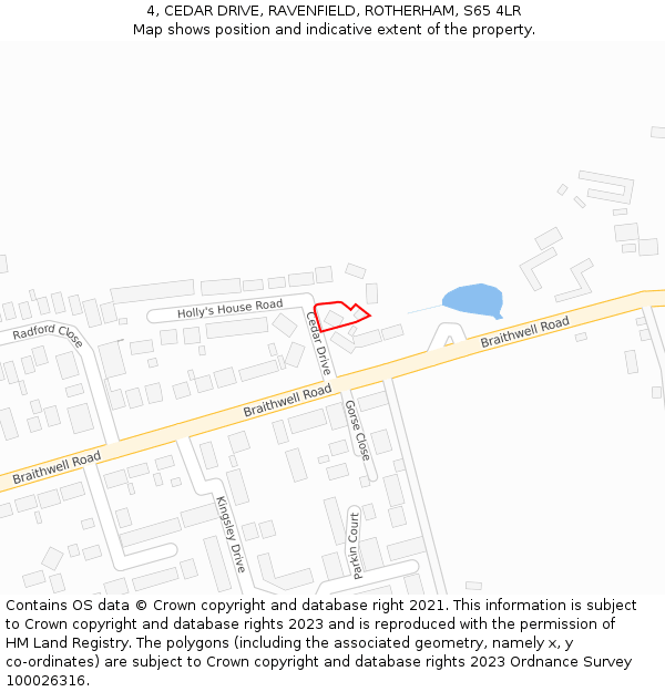 4, CEDAR DRIVE, RAVENFIELD, ROTHERHAM, S65 4LR: Location map and indicative extent of plot