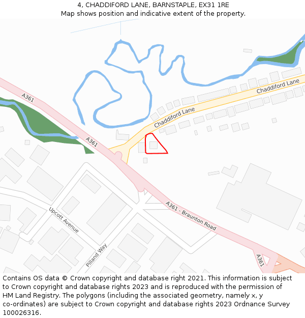 4, CHADDIFORD LANE, BARNSTAPLE, EX31 1RE: Location map and indicative extent of plot