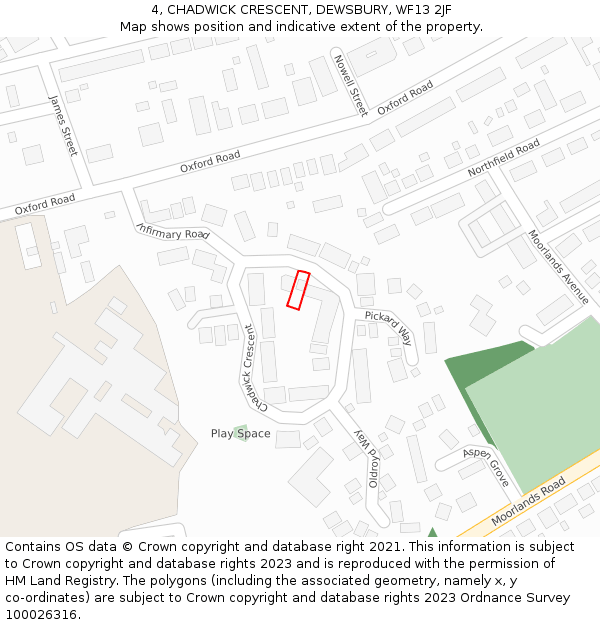 4, CHADWICK CRESCENT, DEWSBURY, WF13 2JF: Location map and indicative extent of plot