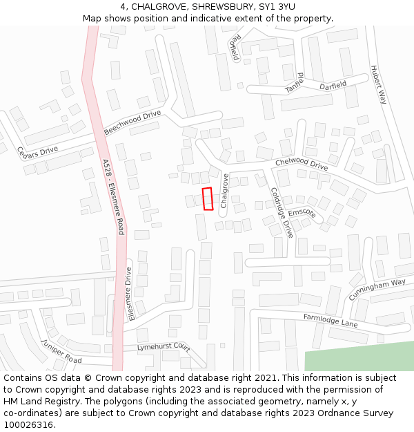 4, CHALGROVE, SHREWSBURY, SY1 3YU: Location map and indicative extent of plot