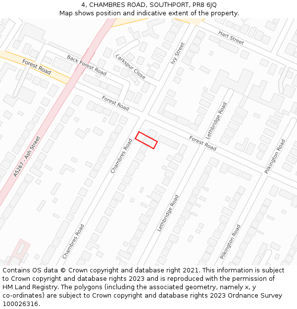 4, CHAMBRES ROAD, SOUTHPORT, PR8 6JQ: Location map and indicative extent of plot