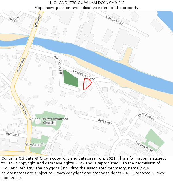 4, CHANDLERS QUAY, MALDON, CM9 4LF: Location map and indicative extent of plot