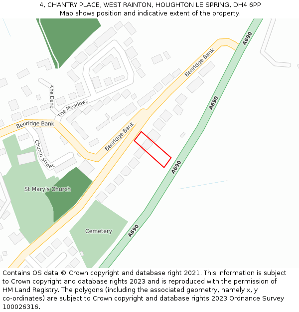 4, CHANTRY PLACE, WEST RAINTON, HOUGHTON LE SPRING, DH4 6PP: Location map and indicative extent of plot