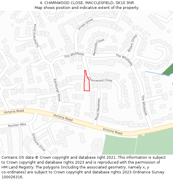 4, CHARNWOOD CLOSE, MACCLESFIELD, SK10 3NR: Location map and indicative extent of plot