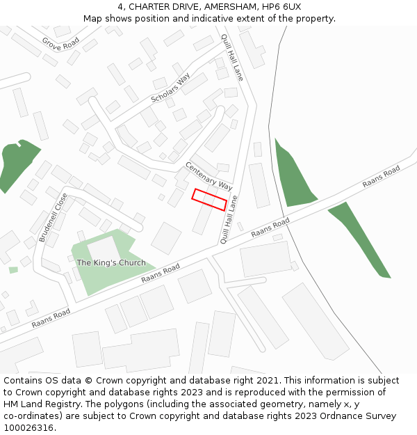 4, CHARTER DRIVE, AMERSHAM, HP6 6UX: Location map and indicative extent of plot