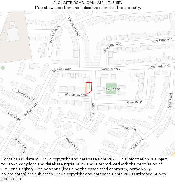 4, CHATER ROAD, OAKHAM, LE15 6RY: Location map and indicative extent of plot