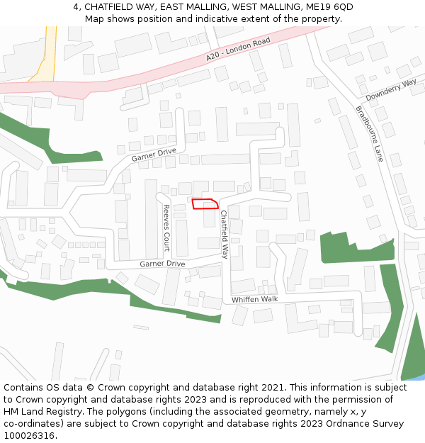 4, CHATFIELD WAY, EAST MALLING, WEST MALLING, ME19 6QD: Location map and indicative extent of plot