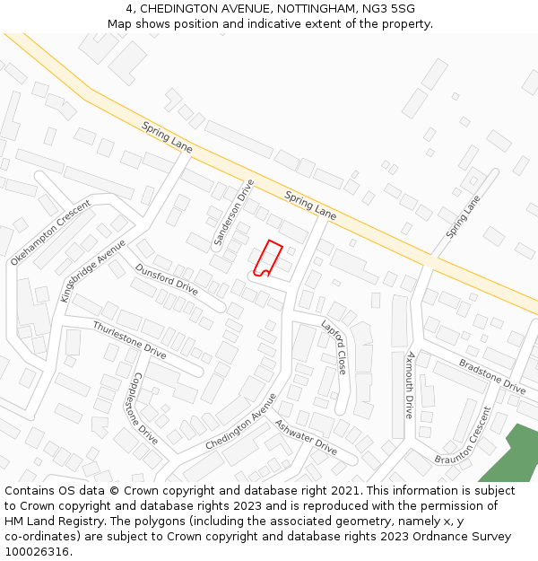 4, CHEDINGTON AVENUE, NOTTINGHAM, NG3 5SG: Location map and indicative extent of plot