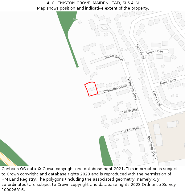 4, CHENISTON GROVE, MAIDENHEAD, SL6 4LN: Location map and indicative extent of plot