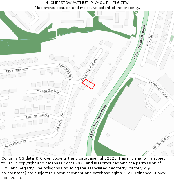 4, CHEPSTOW AVENUE, PLYMOUTH, PL6 7EW: Location map and indicative extent of plot