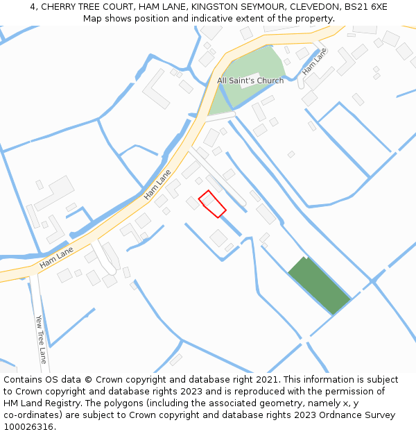 4, CHERRY TREE COURT, HAM LANE, KINGSTON SEYMOUR, CLEVEDON, BS21 6XE: Location map and indicative extent of plot