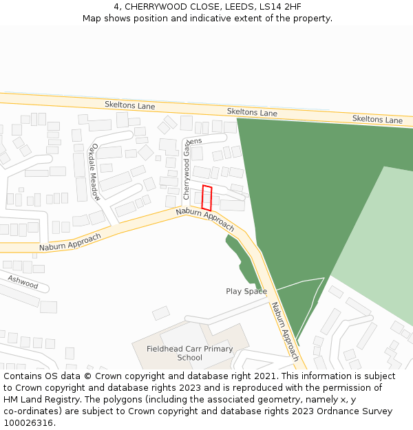 4, CHERRYWOOD CLOSE, LEEDS, LS14 2HF: Location map and indicative extent of plot