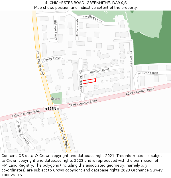 4, CHICHESTER ROAD, GREENHITHE, DA9 9JS: Location map and indicative extent of plot