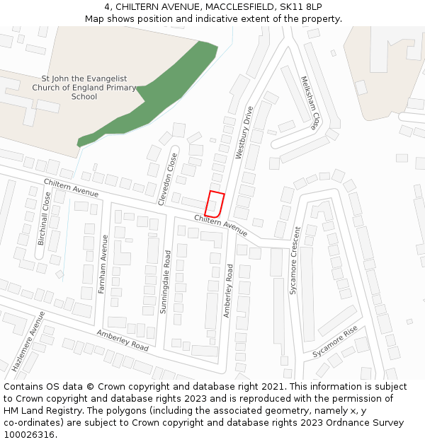 4, CHILTERN AVENUE, MACCLESFIELD, SK11 8LP: Location map and indicative extent of plot