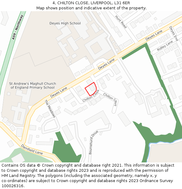 4, CHILTON CLOSE, LIVERPOOL, L31 6ER: Location map and indicative extent of plot