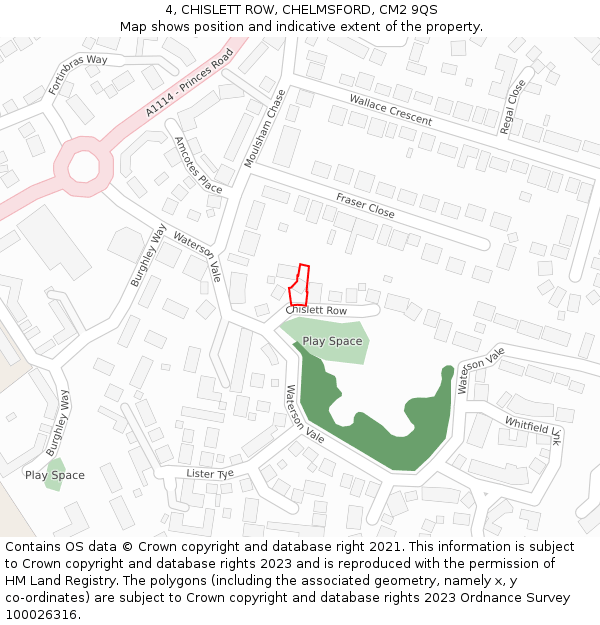 4, CHISLETT ROW, CHELMSFORD, CM2 9QS: Location map and indicative extent of plot