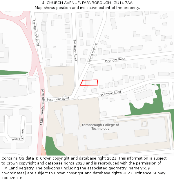 4, CHURCH AVENUE, FARNBOROUGH, GU14 7AA: Location map and indicative extent of plot