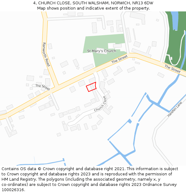 4, CHURCH CLOSE, SOUTH WALSHAM, NORWICH, NR13 6DW: Location map and indicative extent of plot