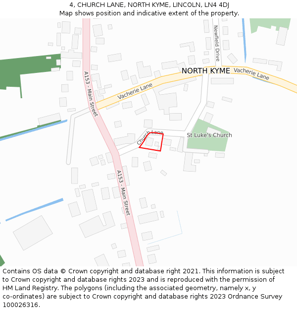 4, CHURCH LANE, NORTH KYME, LINCOLN, LN4 4DJ: Location map and indicative extent of plot
