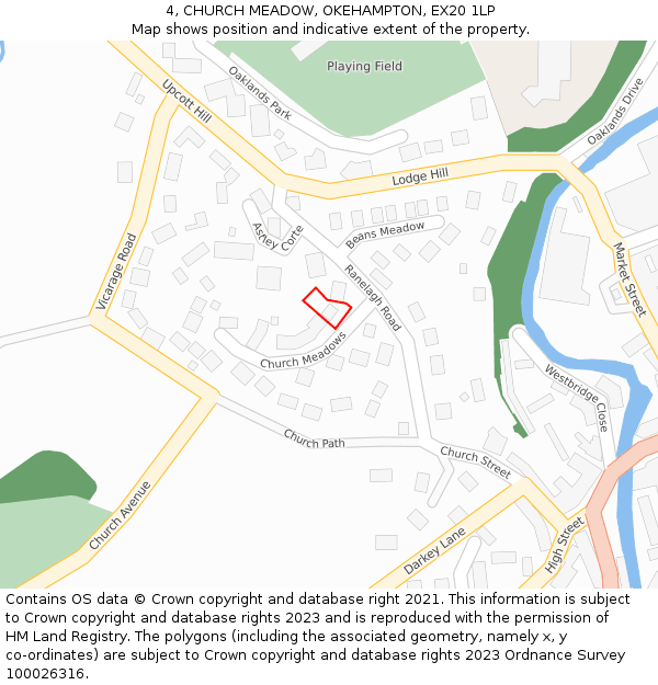 4, CHURCH MEADOW, OKEHAMPTON, EX20 1LP: Location map and indicative extent of plot