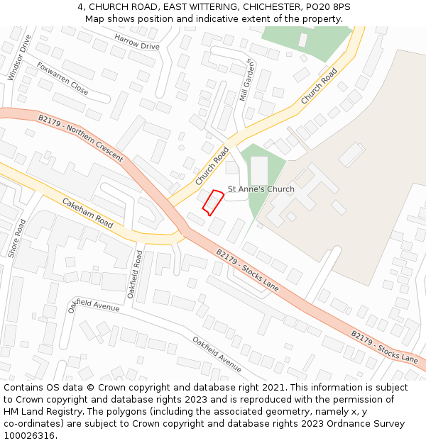 4, CHURCH ROAD, EAST WITTERING, CHICHESTER, PO20 8PS: Location map and indicative extent of plot