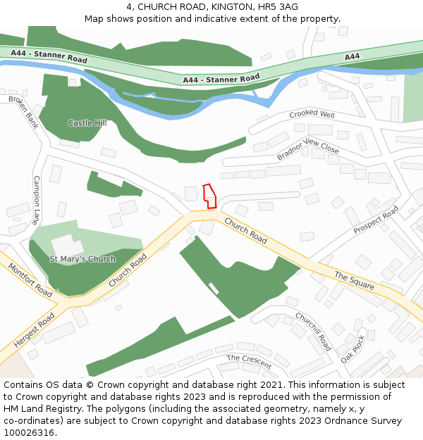 4, CHURCH ROAD, KINGTON, HR5 3AG: Location map and indicative extent of plot