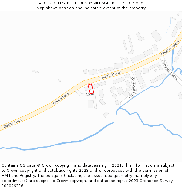 4, CHURCH STREET, DENBY VILLAGE, RIPLEY, DE5 8PA: Location map and indicative extent of plot