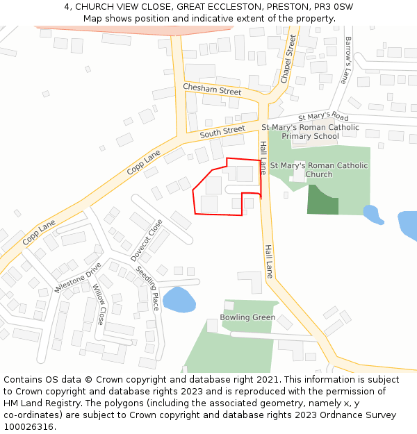 4, CHURCH VIEW CLOSE, GREAT ECCLESTON, PRESTON, PR3 0SW: Location map and indicative extent of plot