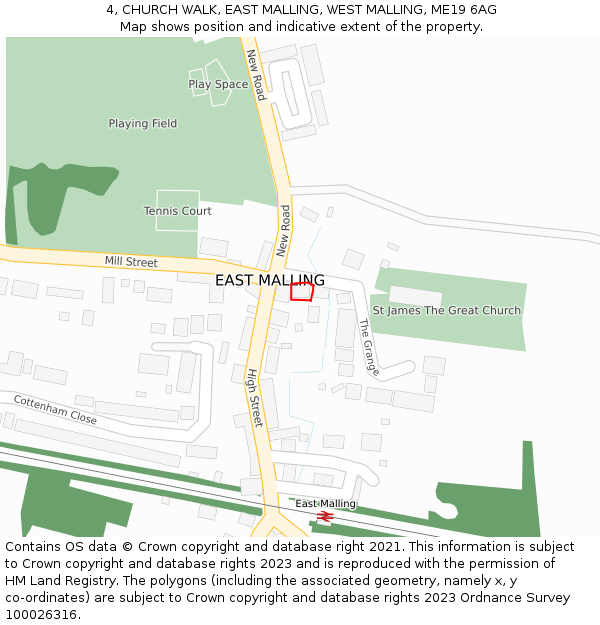 4, CHURCH WALK, EAST MALLING, WEST MALLING, ME19 6AG: Location map and indicative extent of plot