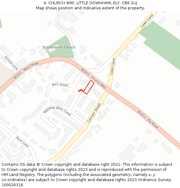 4, CHURCH WAY, LITTLE DOWNHAM, ELY, CB6 2UJ: Location map and indicative extent of plot