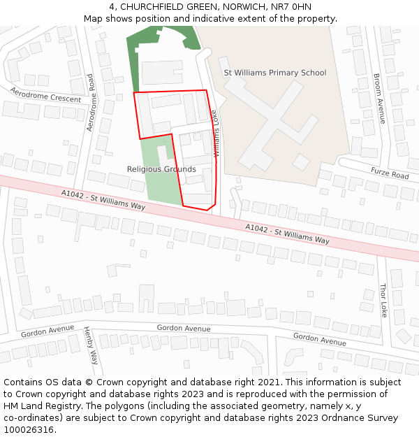 4, CHURCHFIELD GREEN, NORWICH, NR7 0HN: Location map and indicative extent of plot