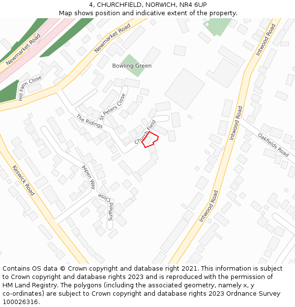 4, CHURCHFIELD, NORWICH, NR4 6UP: Location map and indicative extent of plot