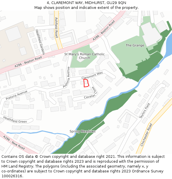 4, CLAREMONT WAY, MIDHURST, GU29 9QN: Location map and indicative extent of plot