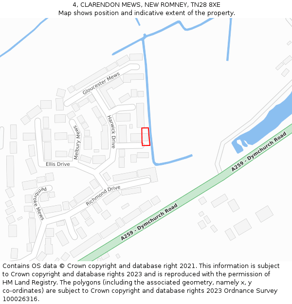 4, CLARENDON MEWS, NEW ROMNEY, TN28 8XE: Location map and indicative extent of plot