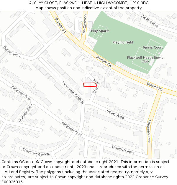 4, CLAY CLOSE, FLACKWELL HEATH, HIGH WYCOMBE, HP10 9BG: Location map and indicative extent of plot