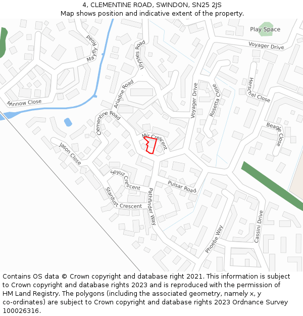 4, CLEMENTINE ROAD, SWINDON, SN25 2JS: Location map and indicative extent of plot