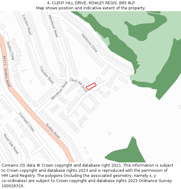 4, CLENT HILL DRIVE, ROWLEY REGIS, B65 8LP: Location map and indicative extent of plot